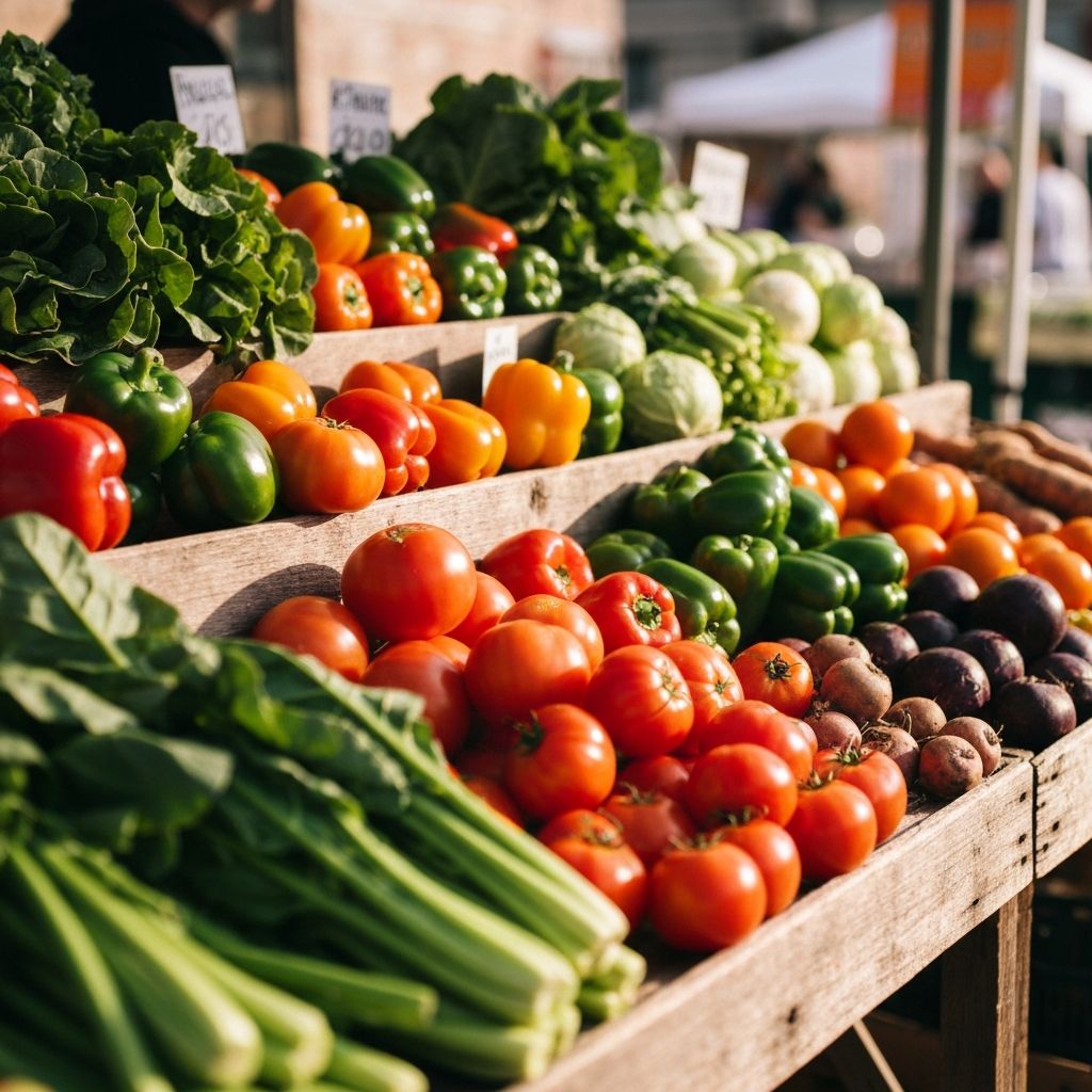 Colorful array of plant-based foods
